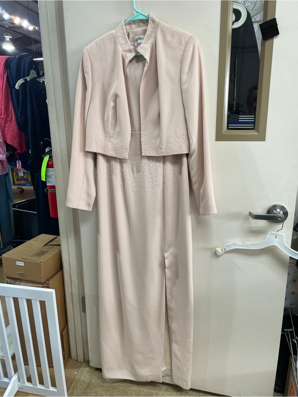 Elegant Women's Blush Pink Dress With Matching Jacket